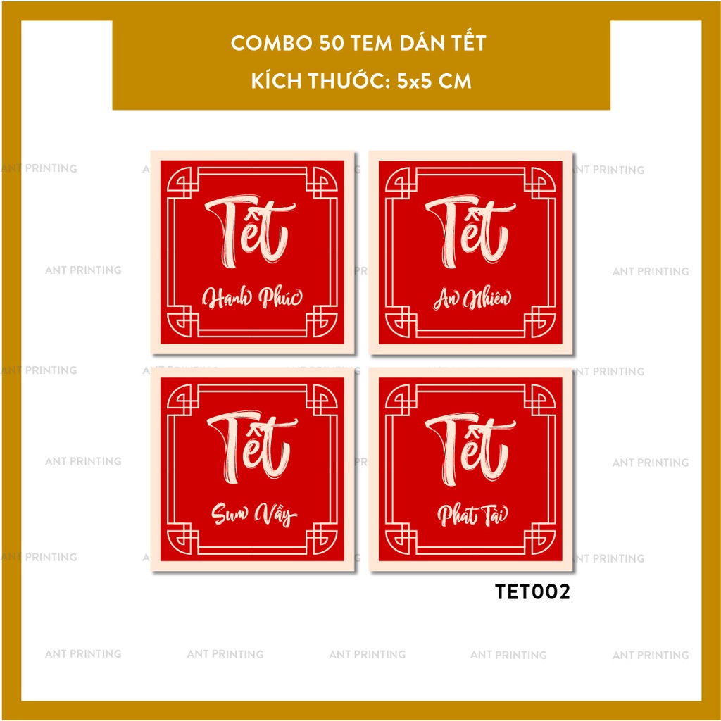 Combo 48 Tem Tết - Decal dán tết