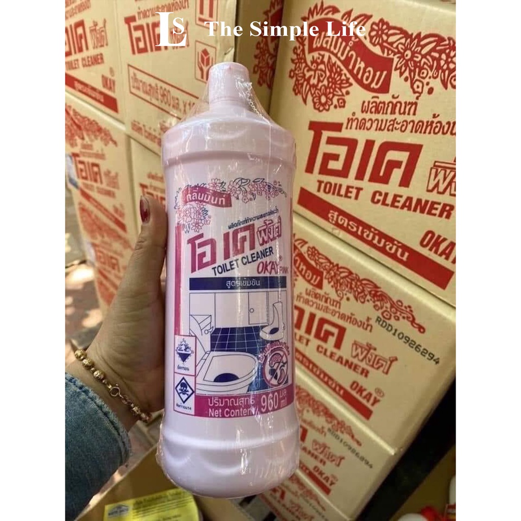 Nước tẩy bồn cầu nhà vệ sinh, chai tẩy cọ rửa toilet Okay Thái Lan 960ml sạch bóng, khử mùi hôi cao cấp [CHÍNH HÃNG]