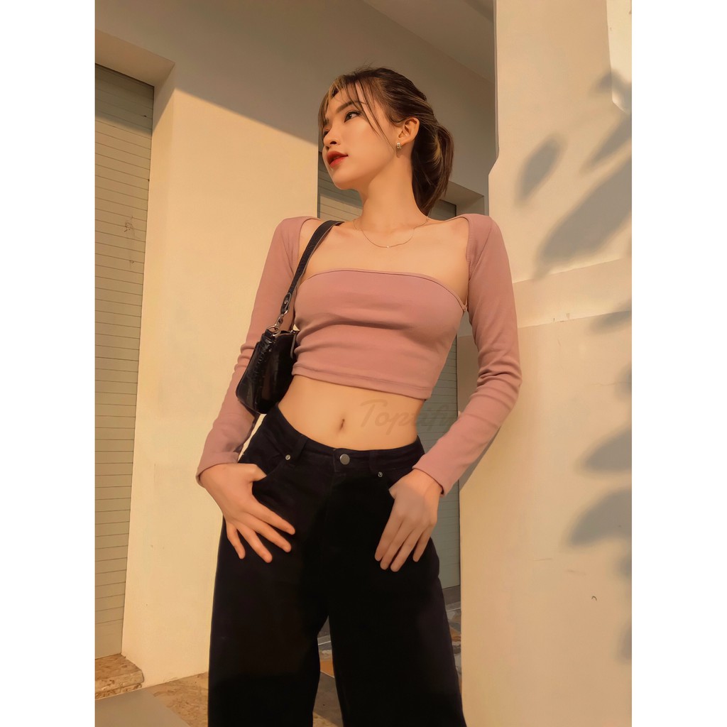 Áo croptop nữ dài tay body TOPTIFY khoét nách Heatting Ups Top A154 | BigBuy360 - bigbuy360.vn