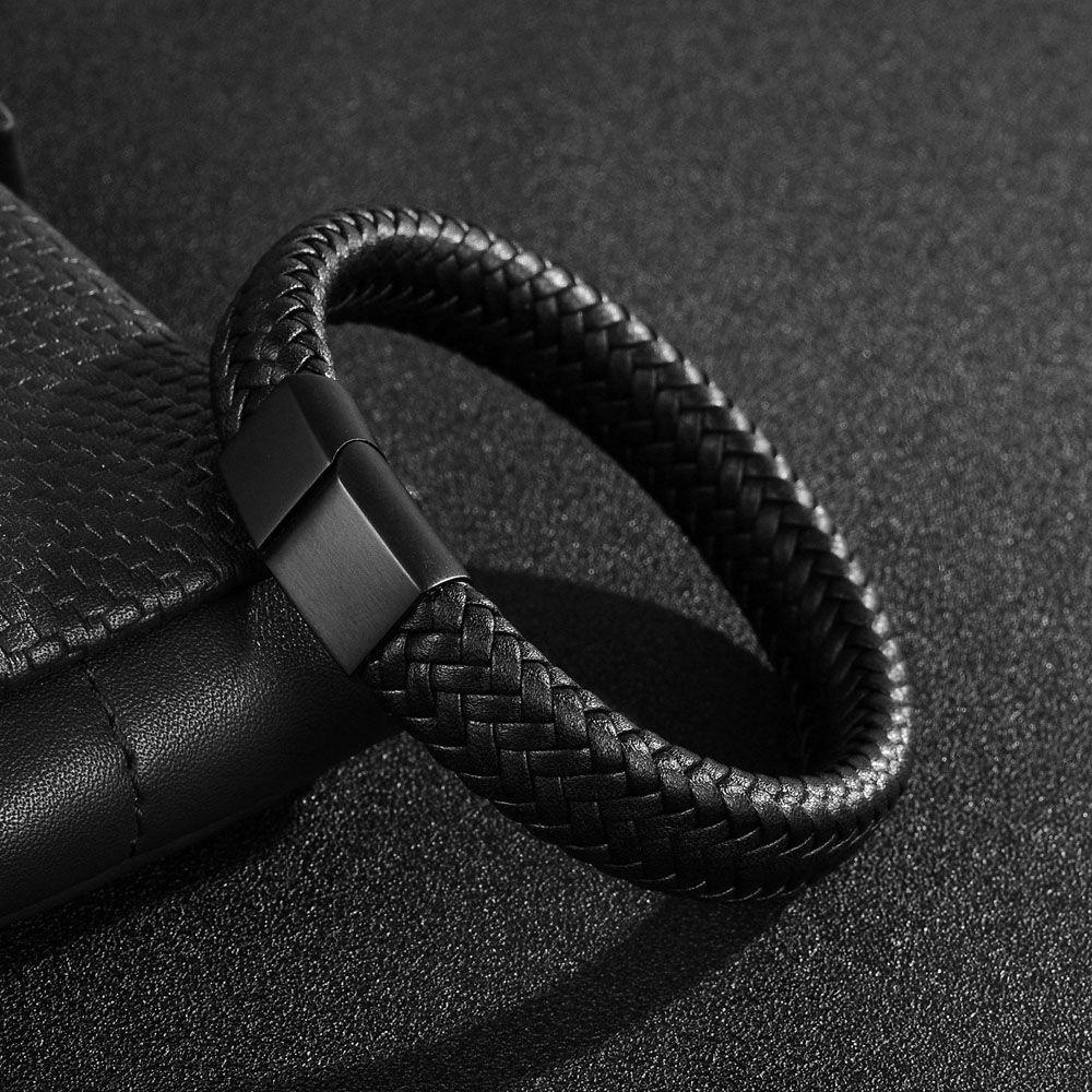 MXGOODS Leather Bracelet 20.5 cm Vintage Multilayer Stainless Steel Gift For Men Women Wristband Black Brown Color Bangles