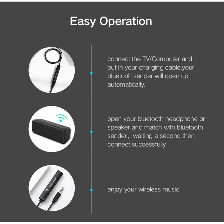 Bộ Thu Bluetooth 4.2 Hỗ Trợ APTX Ugreen 40761 Chính Hãng