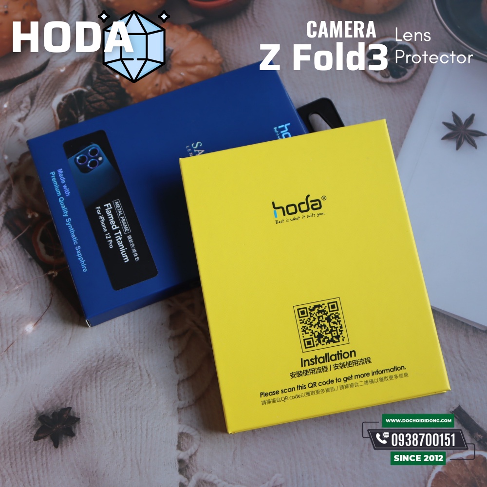 Dán Cường Lực Camera IPhone 11 Pro Max / IPhone 12 Pro / Samsung Z Fold 3 Hoda Sapphire Viền Màu