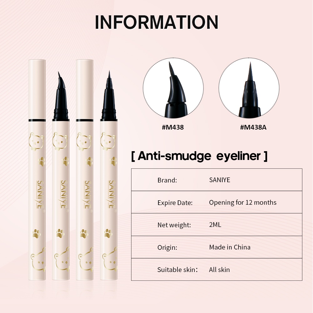Bút kẻ mắt lỏng SANIYE M438 lâu trôi dạng lỏng nhanh khô cao cấp 2ML