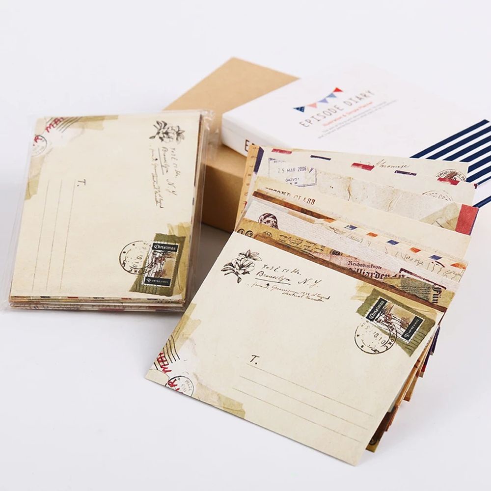 Set 12 phong bì mini bằng giấy kraft phong cách vintage