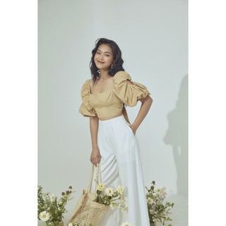 Áo croptop nữ trễ vai tay phồng | goût de jun | fyman top