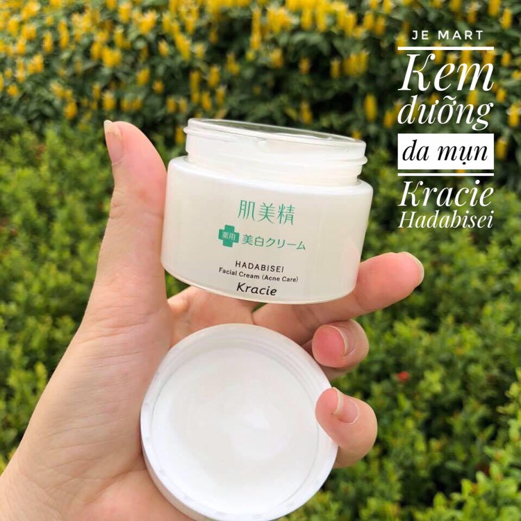 Kem Dưỡng Da Mụn Kracie Hadabisei Facial Cream (Acne Care) 50g Giảm Mụn, Giảm Thâm Cho Da Dầu, Mụn