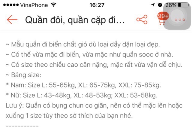 Quần đôi đi biển vải dù