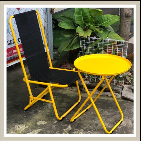 Bộ bàn ghế lưng 85cm sơn tĩnh điện, sử dụng trong quán cafe trà sữa, độ bền cao