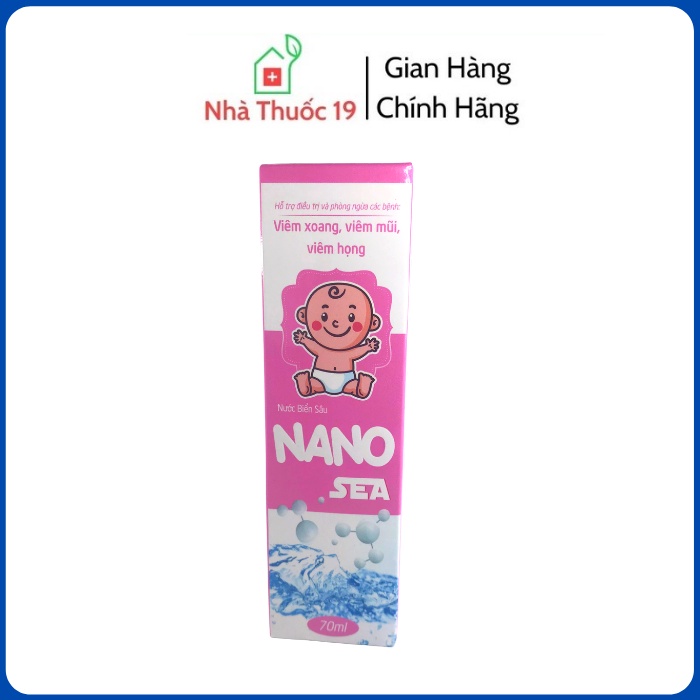 NANO SEA Hồng Lọ 70ml Nước Biển Sâu Hỗ Trợ Giảm Viêm Xoang, Viêm Mũi, Viêm Họng Phù Hợp Mọi Lứa Tuổi