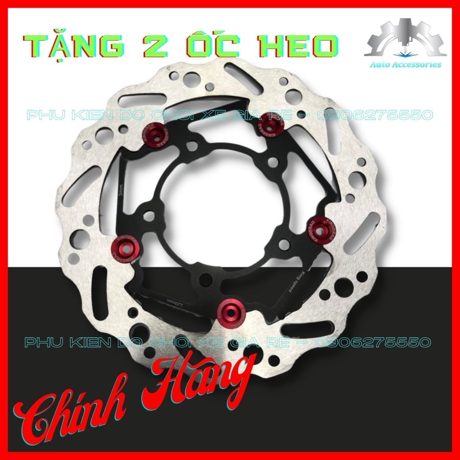 TẶNG 2 ỐC Đĩa Thắng Trước VARIO CLICK 150 5 LỖ 220mm. Lòng Đen Tán Đỏ Cực Đẹp, Đĩa Dày Thép Tốt, chịu nhiệt và cọ sát