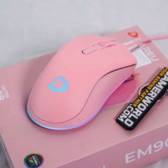 Chuột Gaming DAREU EM908 Pink / Black / White (LED RGB, BRAVO sensor)