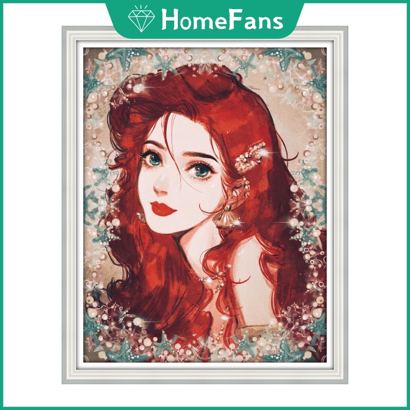 Bộ tranh đính đá 5D họa tiết công chúa hoạt hình độc đáo DIY 30 X40CM