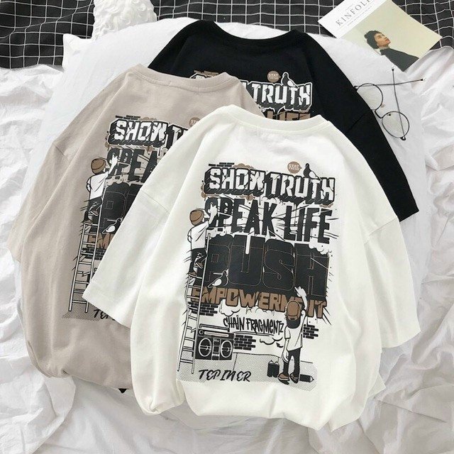 Áo thun tay lỡ Unisex, áo phông form rộng ATL02
