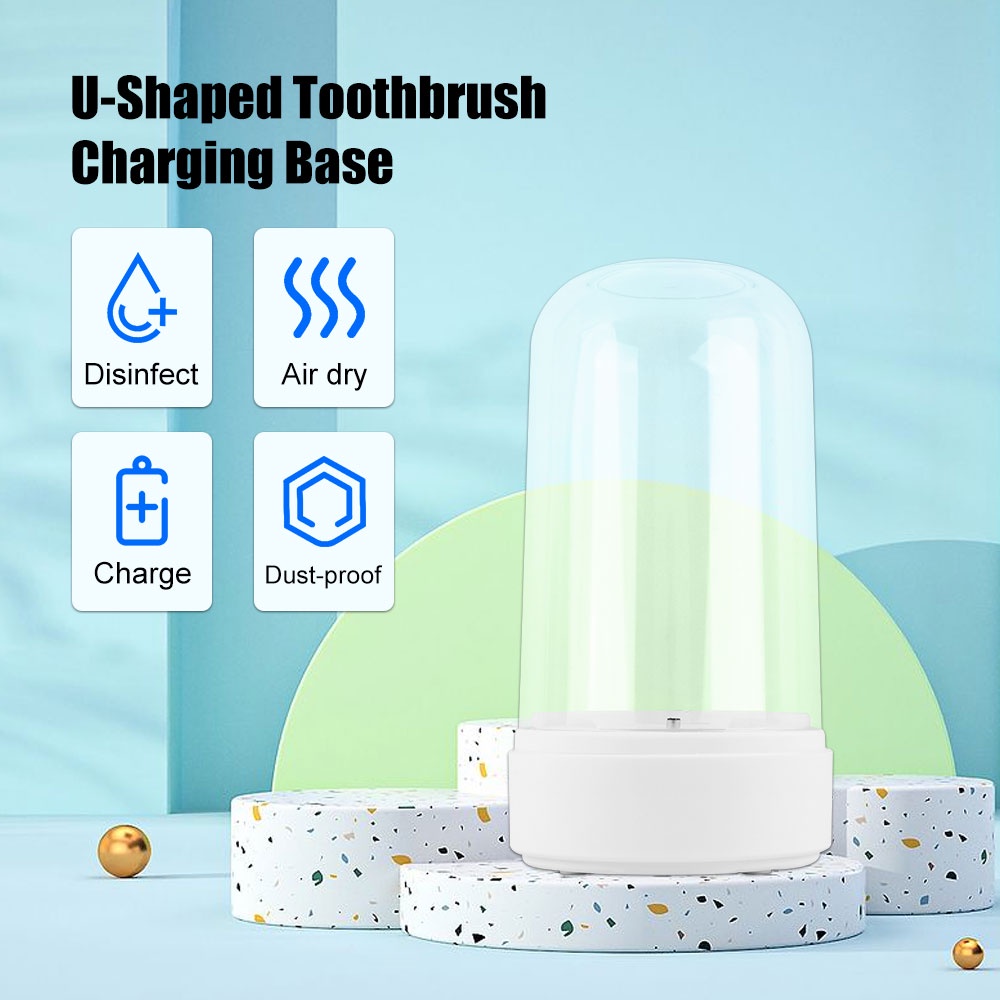 Bàn chải đánh răng điện Suolaer silicon hình chữ U với đế sạc UV cho bé