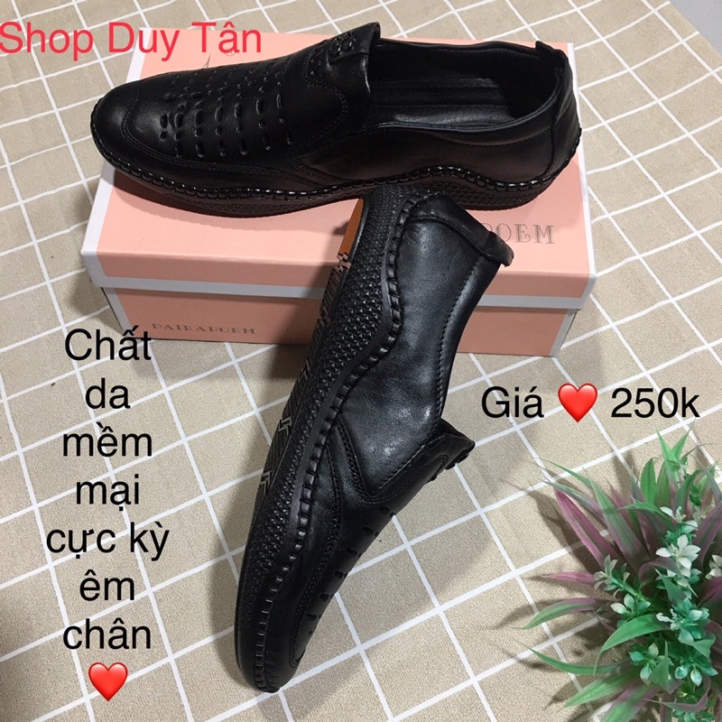 Giày Da Nam, Giày Lười Đục Lỗ mùa hè mới nhất năm 2022 phiên bản lỗ thông gió, chất liệu da bò mềm mại khâu liền đế