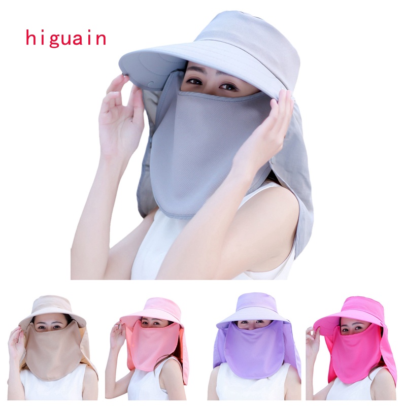 Nón Chống Nắng Kèm Khẩu Trang Vành Rộng Có Thể Gấp Gọn Thời Trang Mùa Hè Cho Nữ