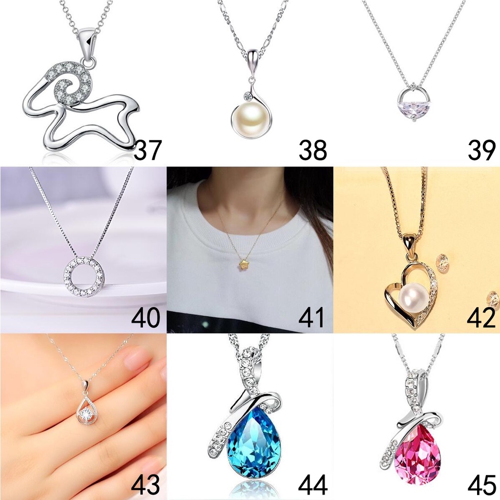 Mặt dây chuyền bạc 925 nhiều hình dạng gắn pha lê thời trang cho nam nữ xl003 50 thiết kế