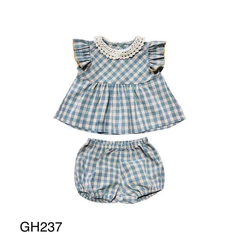 Sét áo váy kèm chíp kẻ caro cho bé 4-14kg