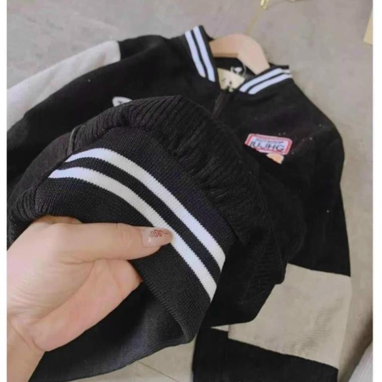 Áo Bomber Nhung gân thêu 33 sticker siêu đẹp  Form rộng Unisex Nam Nữ Couple thời trang kim gia