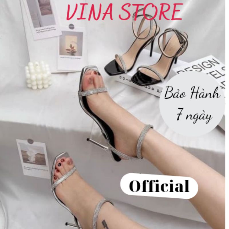 GIÀY SANDAL CAO GÓT NỮ 7CM ĐẾ NHỌN QUAI NGANG ĐÍNH ĐÁ HOT 2021- Mã B29