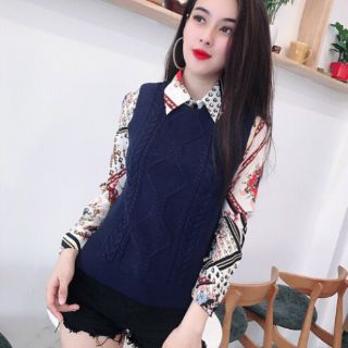 Áo ghile len lông cừu vặn thừng dày dặn