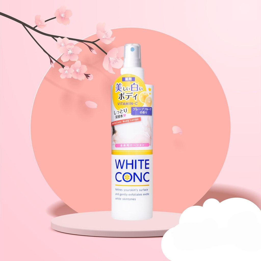 Xịt Dưỡng Trắng Da White Conc Body Lotion Vitamin C 245ml Nhật Bản