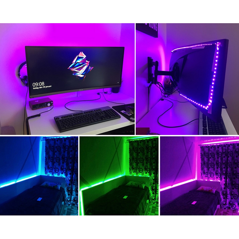 Bộ Dây Đèn Led Rgb 5050 Usb+Điều Khiển Từ Xa Rf