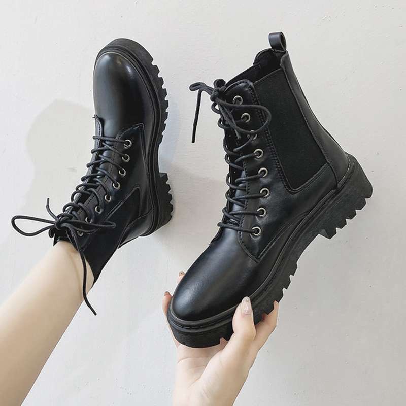 Giày boot nữ da trơn, đế cao 5cm, cổ cao thời thượng 2021 G26