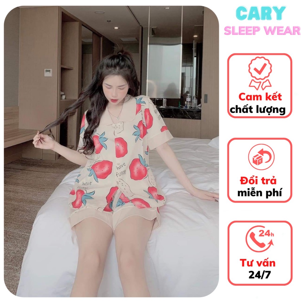 Bộ ngủ pijama cộc tay cổ sen mặc nhà dễ thương CARY