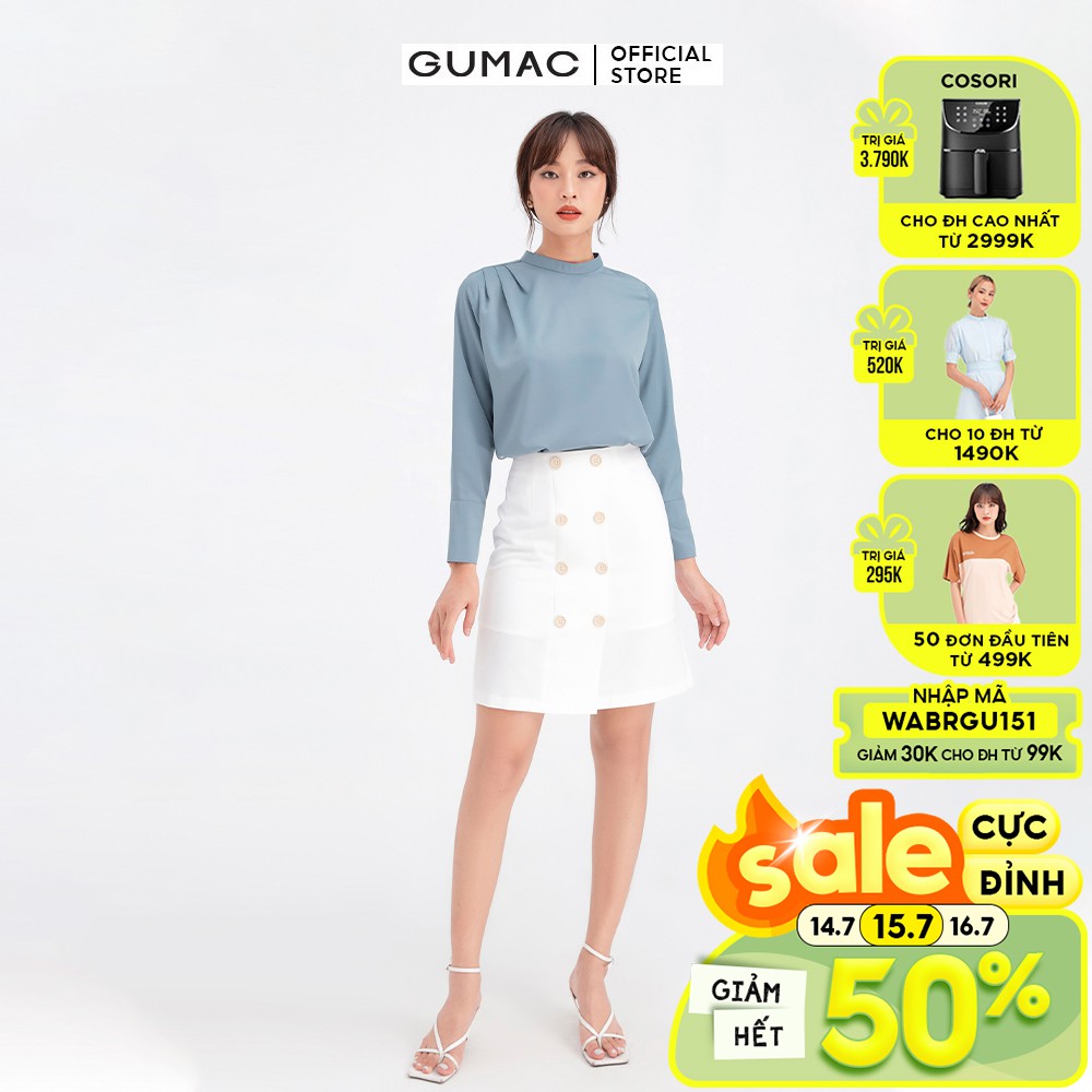 Chân váy phối nút GUMAC nhiều màu năng động VB632