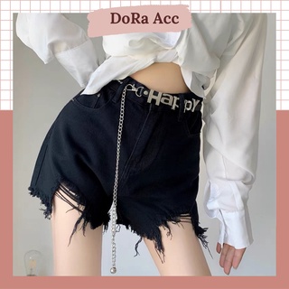 Thắt lưng mix xích rơi chữ WANG/ HAPPY trendy dành cho bạn nữ