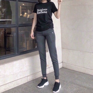 quần jogger nỉ da cá nữ thêu hươu
