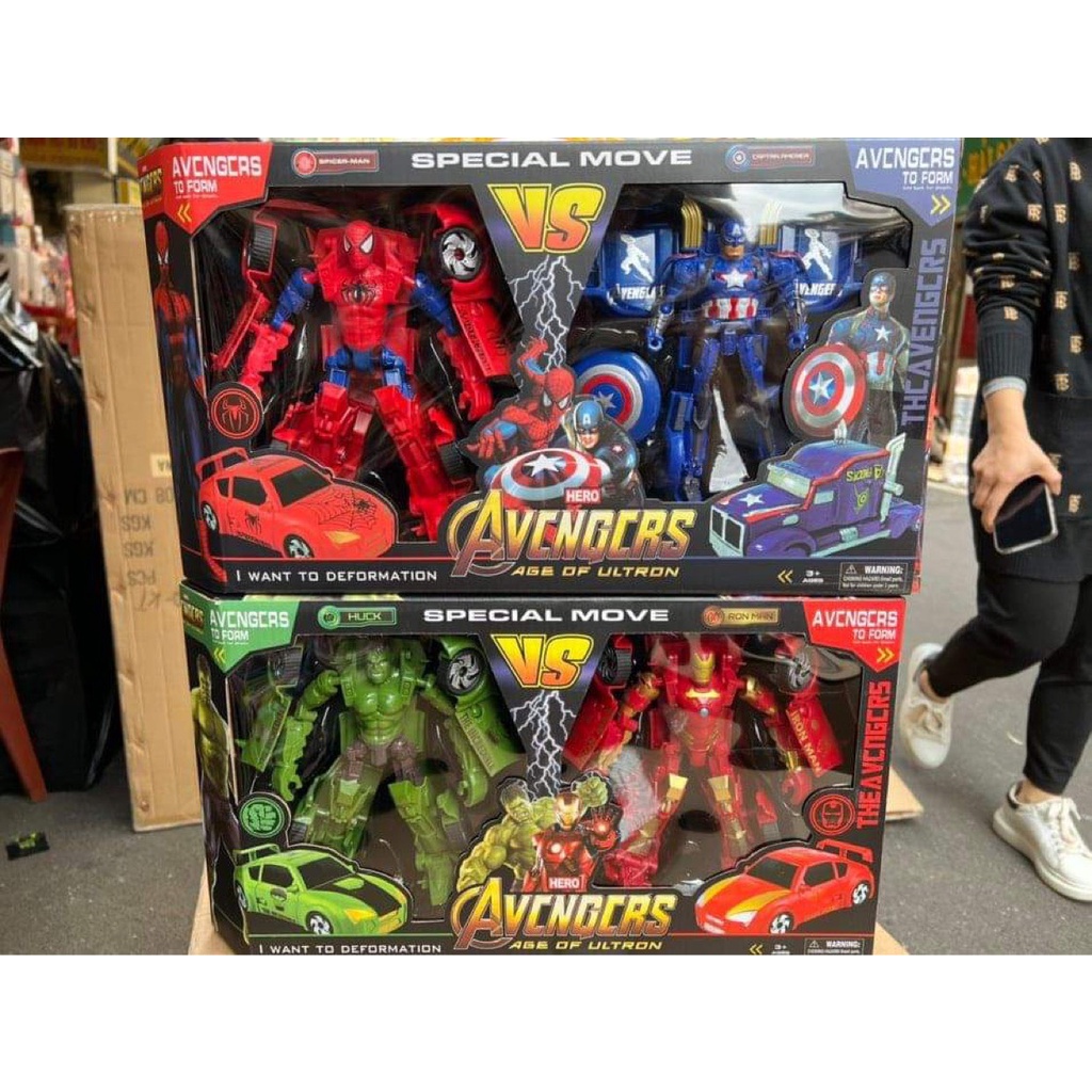 Đồ chơi lắp ghép biến hình ô tô robot siêu anh hùng 8881-1 Iron man và Hulk