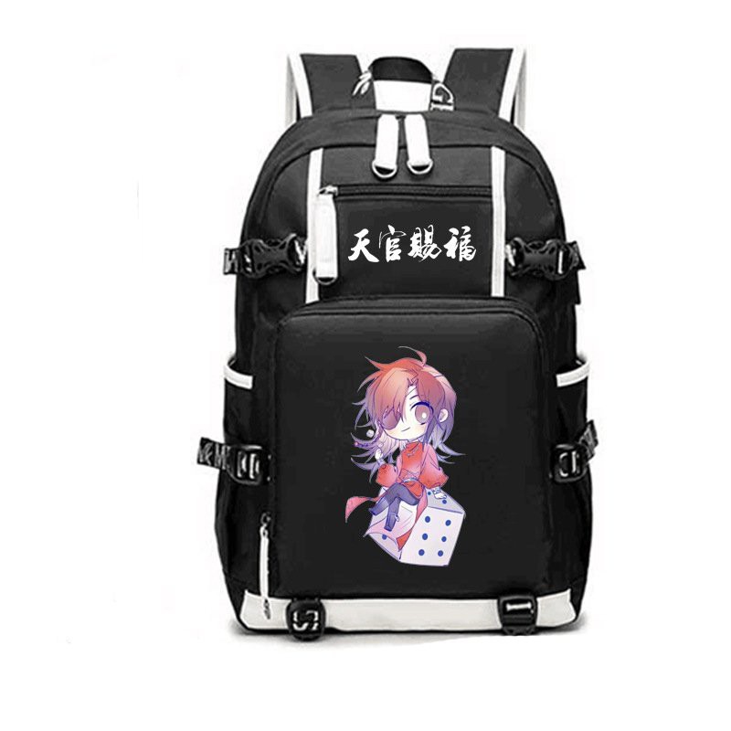 Balo 2 Vạch Kẻ Trắng in hình THIÊN QUAN TỨ PHÚC anime chibi cặp sách đi học thời trang không kèm sạc
