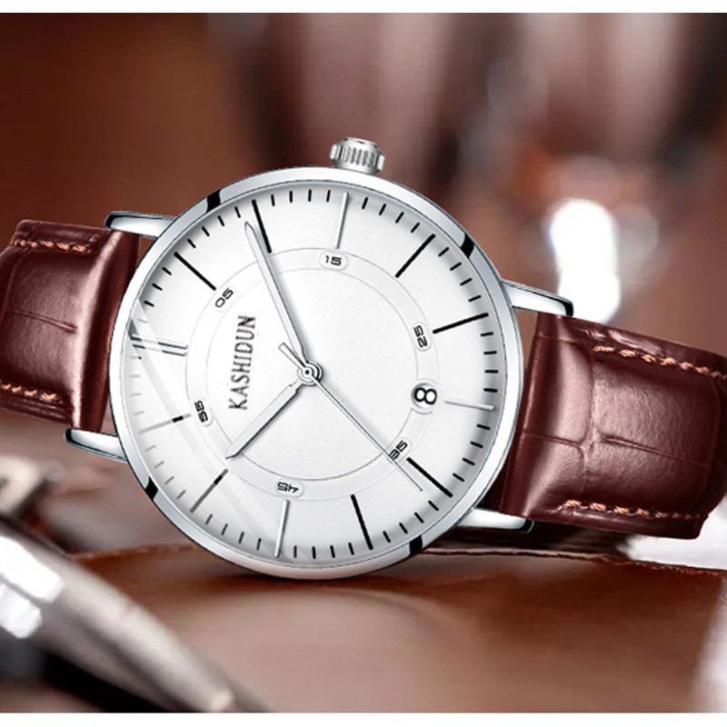 Đồng Hồ Nam KASHIDUN 8106 Dây Da Trẻ Trung có lịch ngày | BigBuy360 - bigbuy360.vn