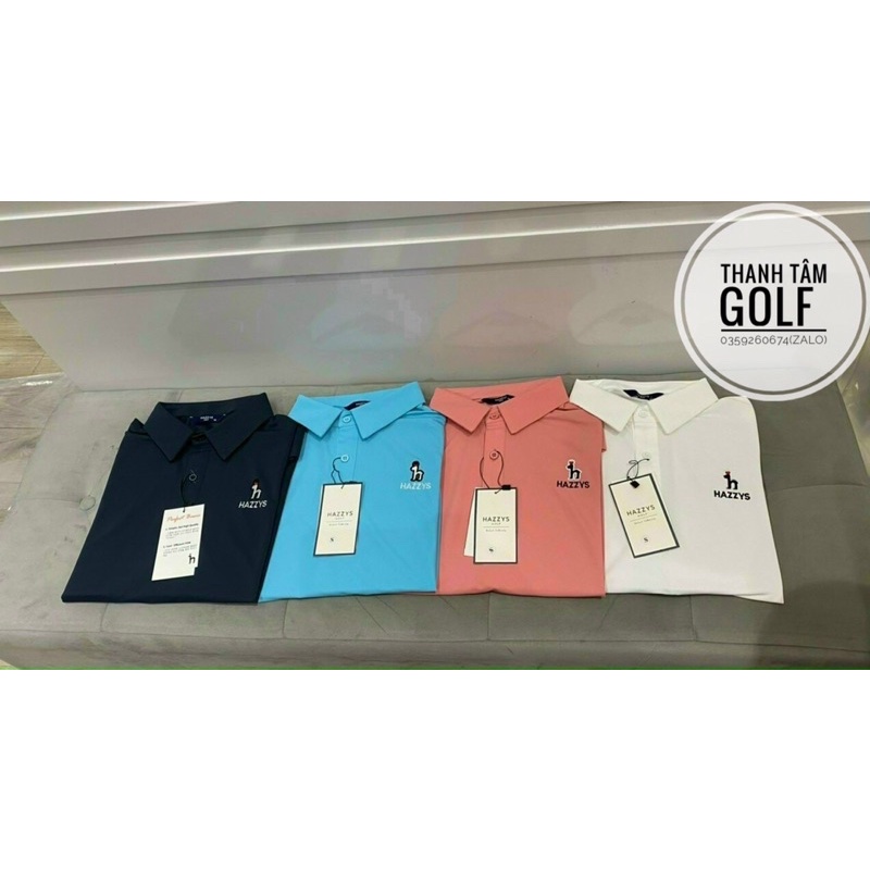 Áo golf Hazzys cộc tay chất liệu thoáng mát thấm hút mồ hôi