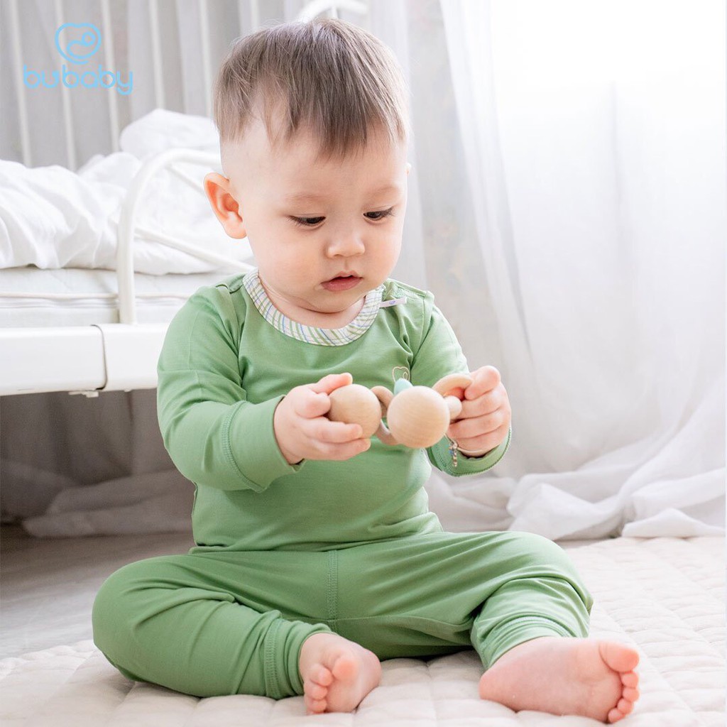 (8-17kg) Bộ áo quần dài chất sợi tre BU BABY khuy vai trẻ em