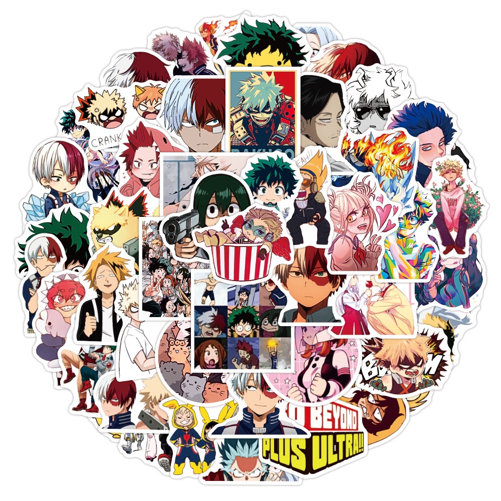 Y&P| Hình Dán Chống Nước My Hero Academia Nhật Bản Anime Mũ Bảo Hiểm Máy Tính Xách Tay Hành Lý Dán Thiết Lập, 50 tờ