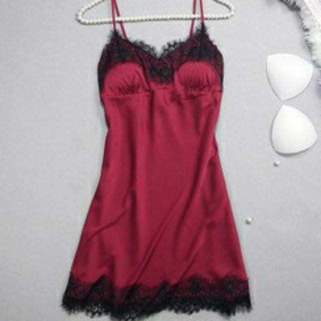 Váy ngủ lụa sexy AMUSE V38🔥SIÊU SALE🔥 Big size 40 tới 65kg hai dây phối chân ren gợi cảm cao cấp đồ ngủ đẹp giá rẻ | BigBuy360 - bigbuy360.vn