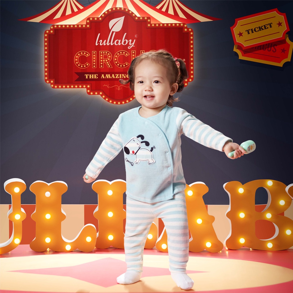 LULLABY Set Áo cài lệch và quần dài băng lông NH050618