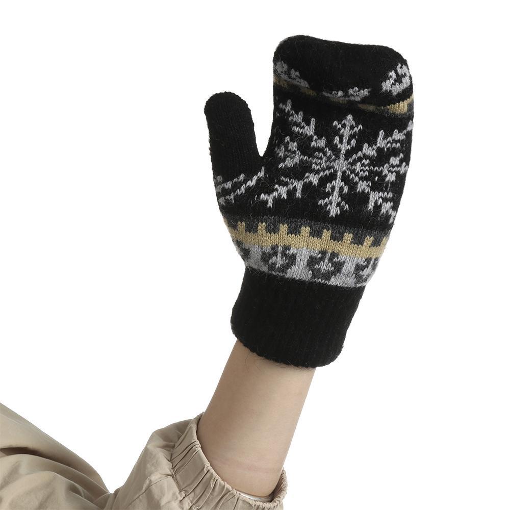 Găng Tay Len Hở Ngón Họa Tiết Bông Tuyết Thời Trang Mùa Đông Ấm Áp