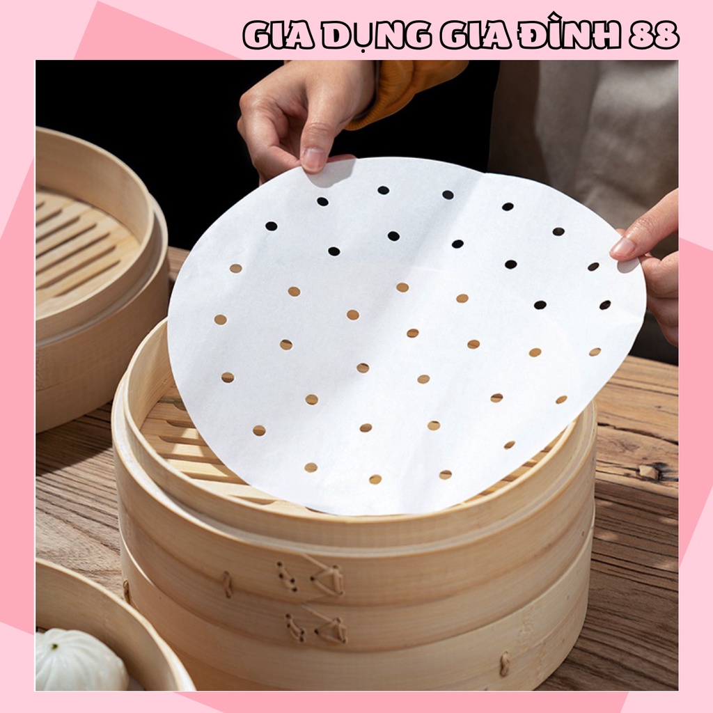 Set 100 Tờ Giấy Nến Đục Lỗ, Giấy Nến Tròn, Chống Dính Cho Nồi Chiên Không Dầu, Lót Xửng Hấp 88288