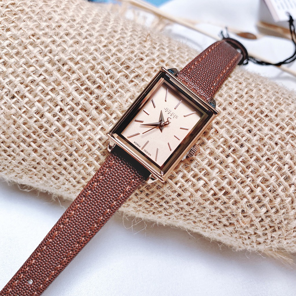 Đồng hồ nữ JA-787E Julius Hàn Quốc dây da (nâu)