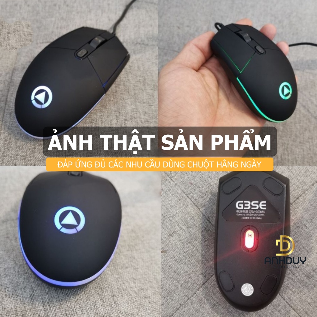 Chuột máy tính có dây Yindiao G3SE 1600 DPI Led RBG giá rẻ phù hợp chơi game làm việc và học tập - Hàng chính hãng