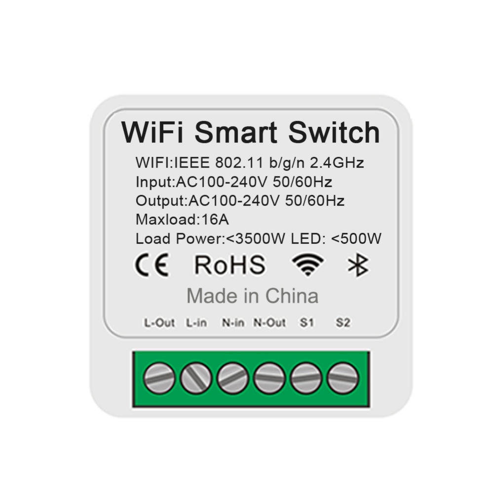 Công Tắc Hẹn Giờ Thông Minh 16A MINI 2 Chiều Kết Nối Wifi Tương Thích Với Alexa Google Home