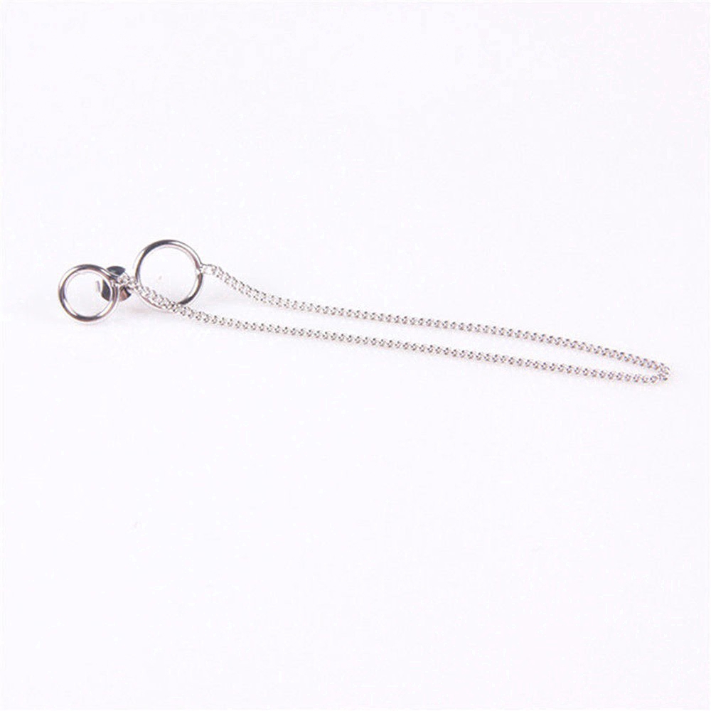 Set 2 bông tai thiết kế 2 vòng nhẫn và sợi xích phong cách BTS cho unisex