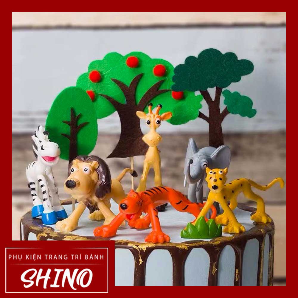 Set đồ chơi động vật hoang dã trang trí bánh