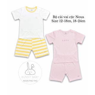 Bộc cài vai cộc Nous hồng nhạt, kẻ trắng vàng cho bé từ 1-2 tuổi