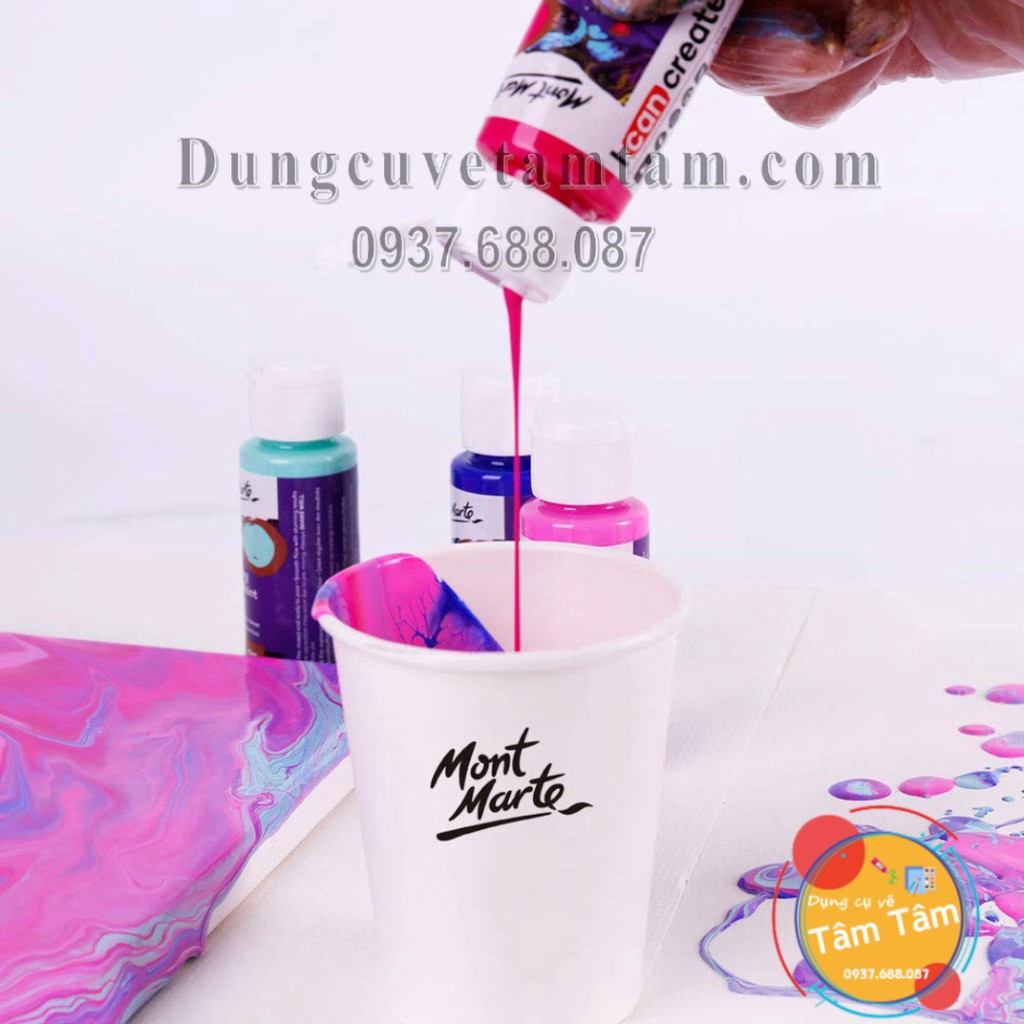 [ TÂM TÂM ]-Bộ màu Pouring Acrylic Paint set 4 chai 60ml-AUORA - []