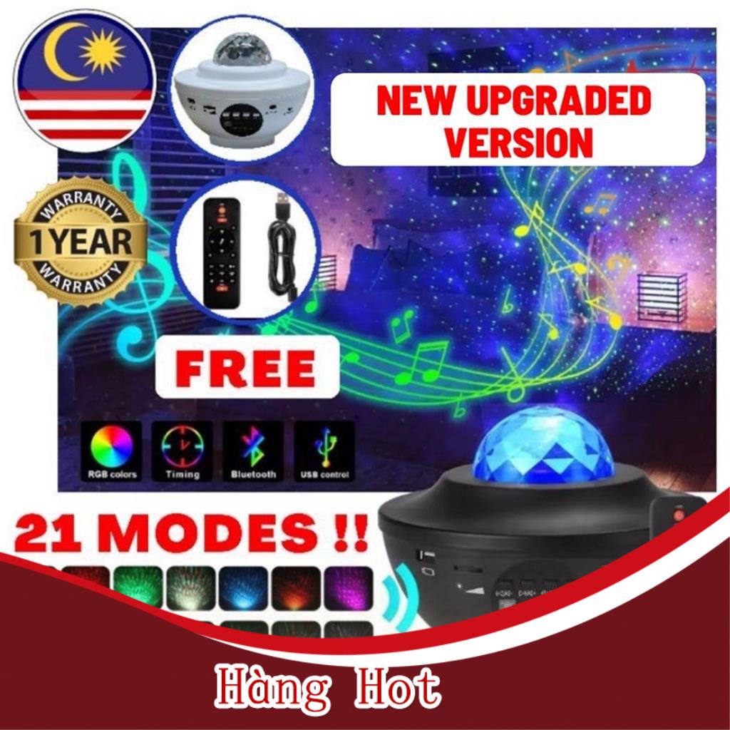 (Mới) Đèn LED USB chiếu hình ngân hà/sóng nước trang trí kích hoạt bằng âm thanh chức năng loa bluetooth tạo không kh